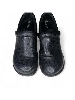 b.o.c.‎ Floral Embossed Black Clogs | Comfort Slip-On Shoes | Size 9W